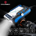 Cyclingbox водонепроницаемый фонарь велосипедный 4 в 1 Многофункциональный держатель телефона 2400-4000 мАч Езда на велосипеде ночью держатель питания звонок для велосипеда аксессуары фонарь фонарик для фара для