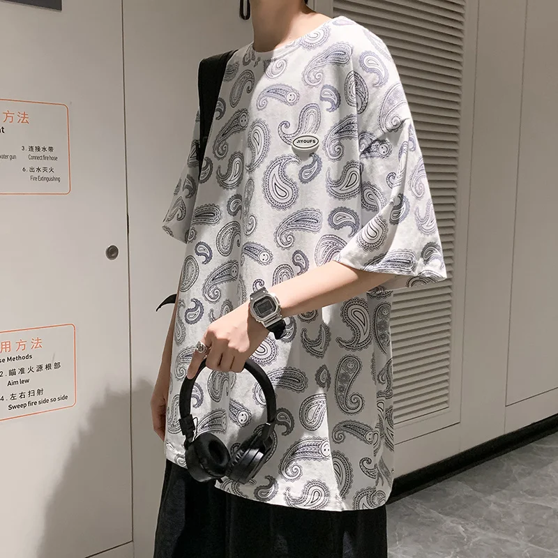 

2021 Summer loose trend retro fashion casual fried street ruffian handsome short-sleeved shirt