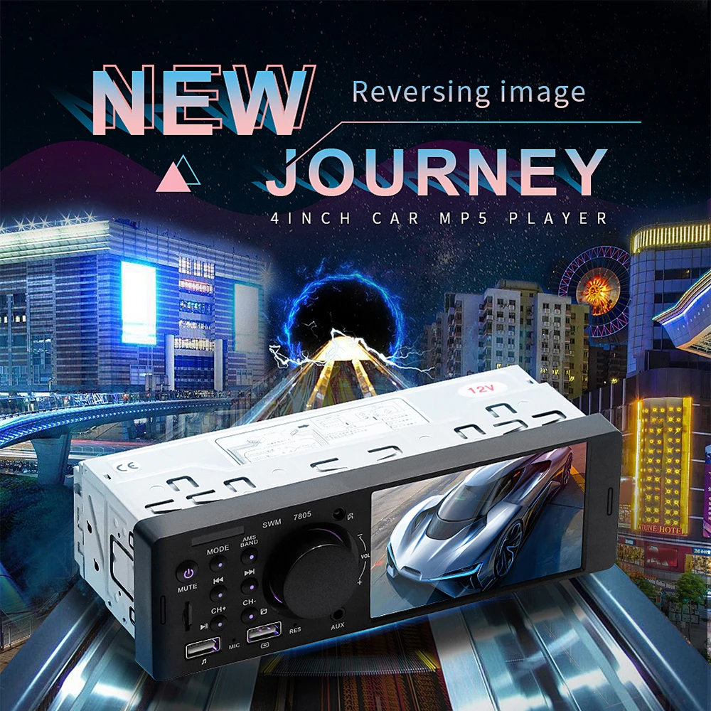 

Автомагнитола 1 DIN с сенсорным экраном 4,1 дюйма, Bluetooth, AUX-входом, USB, TF-слотом