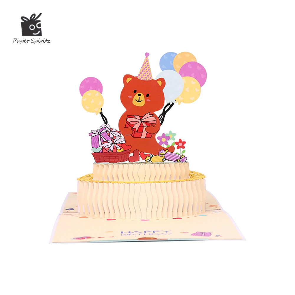 

Happy Birthday Card for Girl Kids Wife Husband 3D Birthday Cake Pop-Up Greeting Cards Handmade Thank You Postcards Gifts
