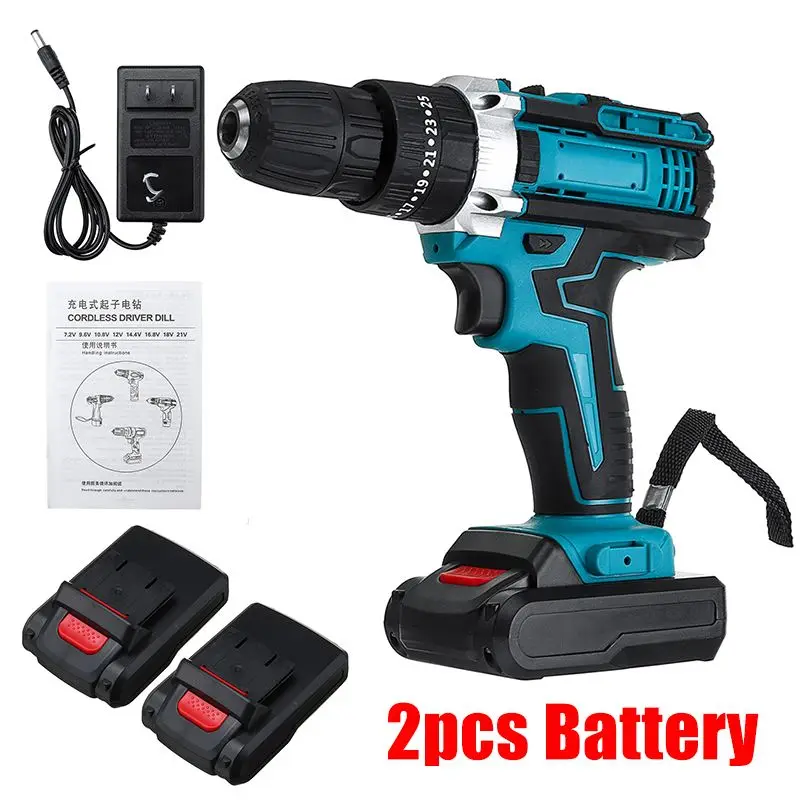 48V 25+3 Torque Cordless Drill 2 Speed Electric Screwdriver Impact Wireless Power Driver DC Lithium-Ion Battery 6000mAh | Инструменты
