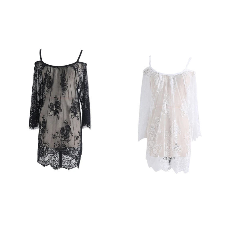 

Lace See Through Maternity Dresses Sleepwear Clothes Pregnancy Photo Prop Q1FE