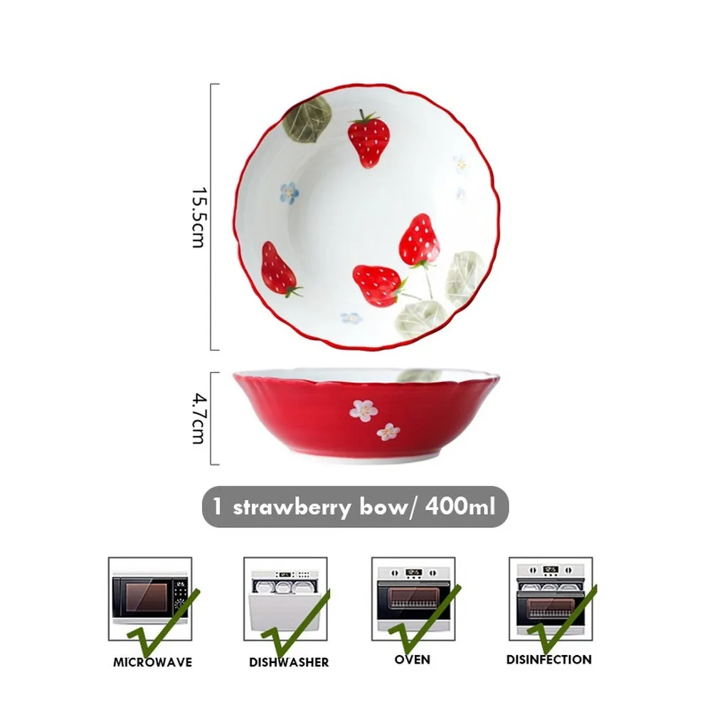 Красная миска в форме клубники керамическая Салатница для рисового супа