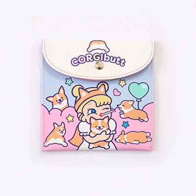 Corgibutt Bentoy Girl PU мультяшная застежка санитарная сумка Milkjoy Кошелек для монет студенческий органайзер для писем сумка для хранения кожаные гигиенические прокладки посылка - Цвет: Corgibutt