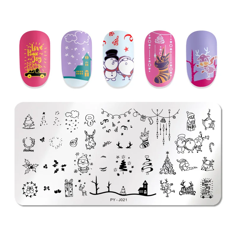 PY-J021 PICT YOU прямоугольные пластины для штамповки ногтей с рисунком розы для ногтей с изображением бабочки отпечаток листика шаблоны инструменты для дизайна - Цвет: PY-J021