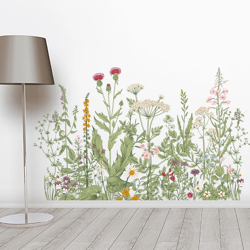 Птицы на проводе красочные тропический цветок Стикеры для растений стену