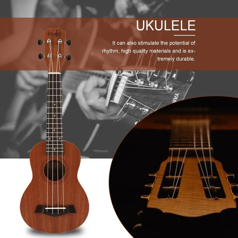 21 Inch Soprano Acoustic Ukulele Guitar 4 Strings Ukelele Guitar Handcraft Wood White Guitarist Mahogany Plug-in Overseas Stock