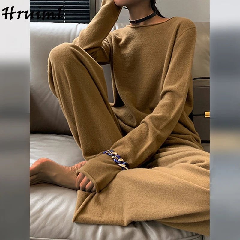 

Two-piece Leisure Home Comfort Women Two Piece Outfits Fashion Loose Solid Color Elastic Waist Casual Clothes for Women Fall