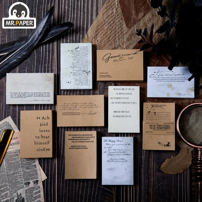 Mr.Paper 100 шт. самоклеящийся Дневник для ноутбука с английской книгой и