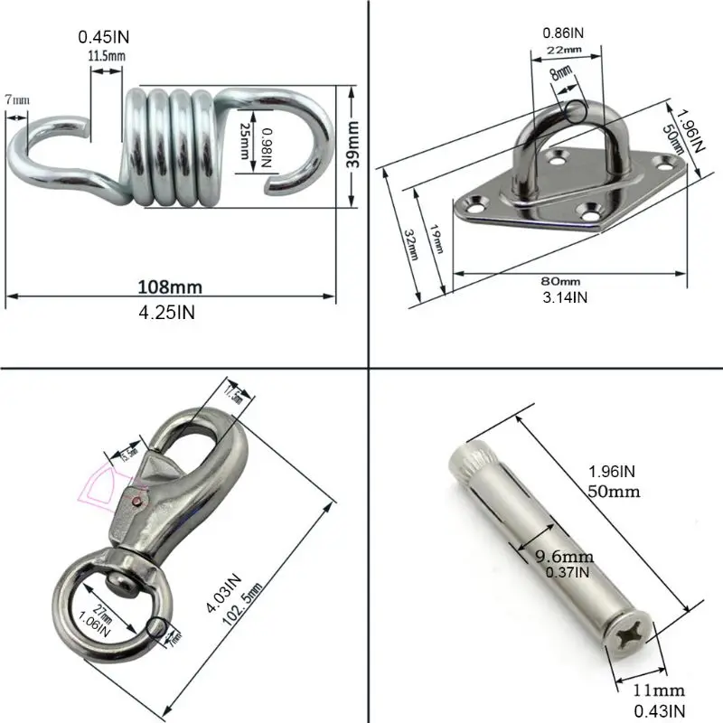 Multipurpose Durable Hanging Hammock Chair Swivel Hook Snap Set Stainless Steel F3ME | Игрушки и хобби