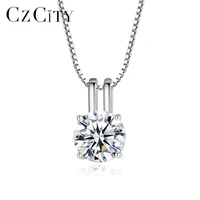 czcity genuine 925 sterling silver pendant necklace 1ct moissanite diamond fine jewelry for women wedding birthday gifts msn 014