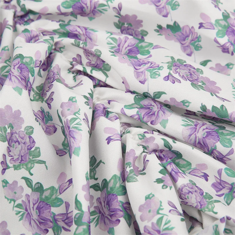 

Women Summer Sexy V-neck Short Dress Fashion Temperament Floral Printing Puff Short Sleeve Stringy Selvedge Slim Ruched Dress