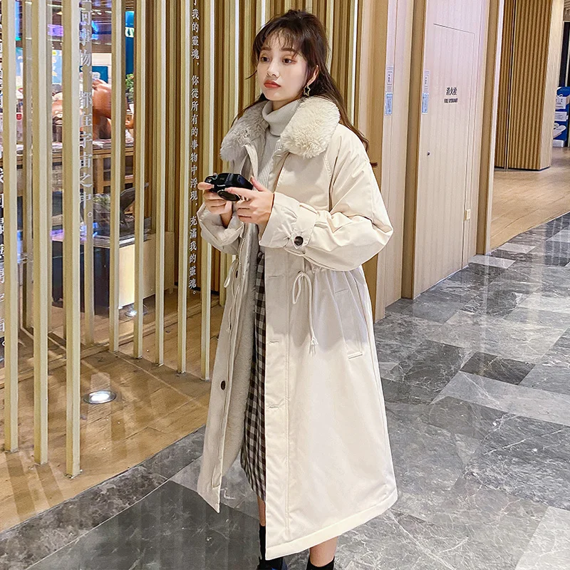 

2021 winter new coat women's fashion Korean autumn and winter loose fur collar mid-length warm women's clothing coat jackets