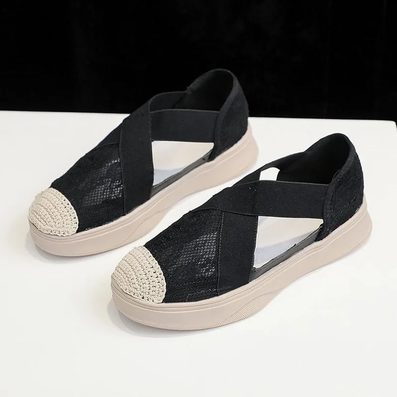 

Women Sneakers Bottom Lace Splicing Breathable Sandals Summer Comfort Beach Sport Shoes Non Slip Trekking Platform Wedge Sandals