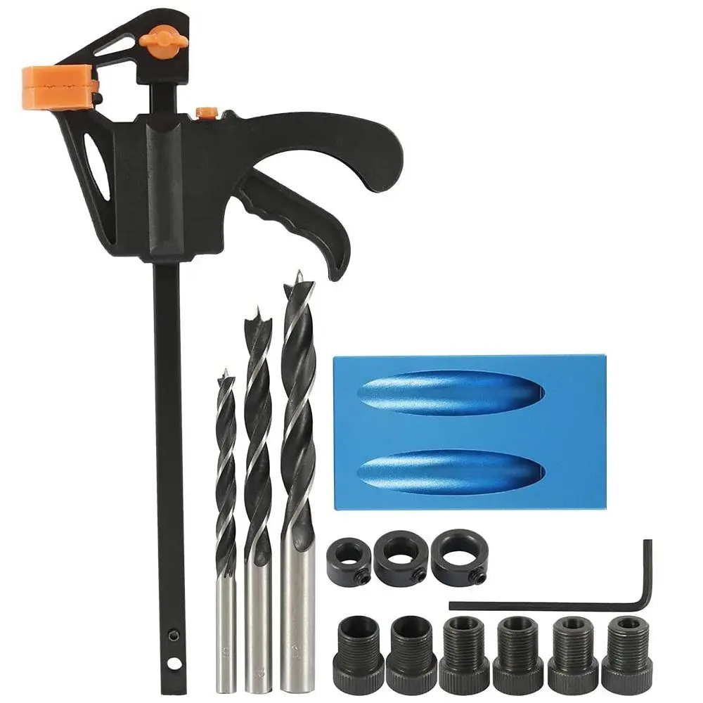 

15Pcs 15 Angle Pocket Hole Jig Kit Drilling Locator Woodworking Guide Screw Drill Positioning Wood Plugs Oblique LocatorIncline
