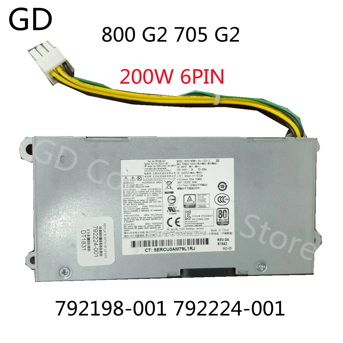 GD оригинал для HP EliteOne 800 G2 705 AIO 200 Вт блок питания 792198-001 792224-001 DPS-200PB-199 A полностью