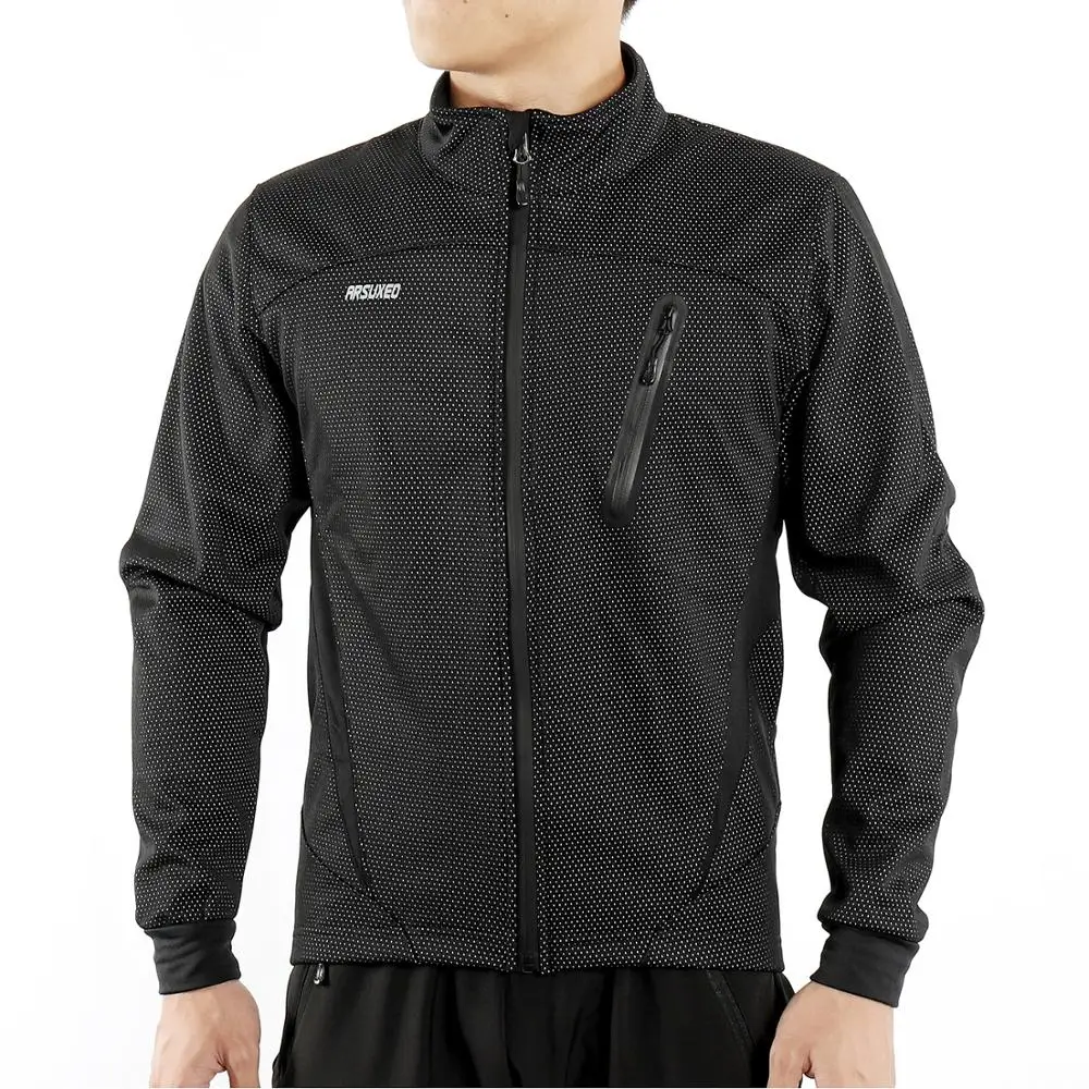 ARSUXEO Мужская велосипедная куртка теплая флисовая зимняя одежда спортивная MTB