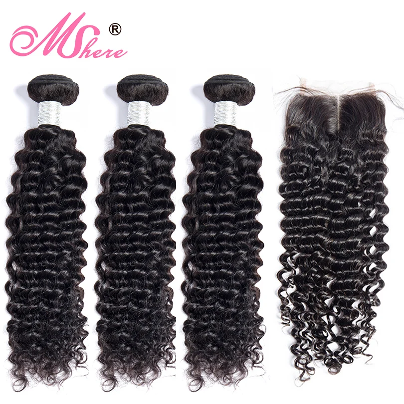 100% человеческие волосы пучки с закрытием перуанские густые вьющиеся плетение