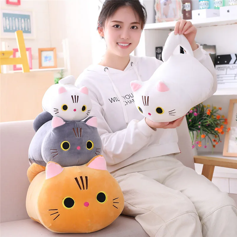 Yeaknow 25cm 35cm 50cm Cat Stuffed Dolls White Gray Black Brown Cats Animal Plush Toy for Children Christmas Gifts | Игрушки и хобби