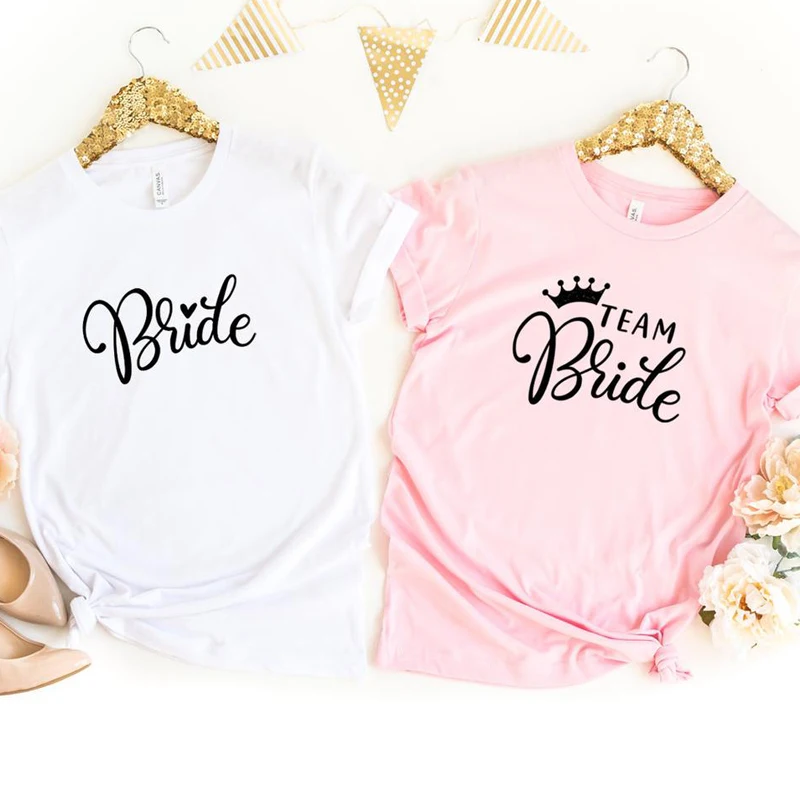 

Women T-shirt Team Bride TShirt Bridesmaid T-shirts Bachelorette Wedding Party Fashion Casual Aesthetic Cotton Tee Top Dropship