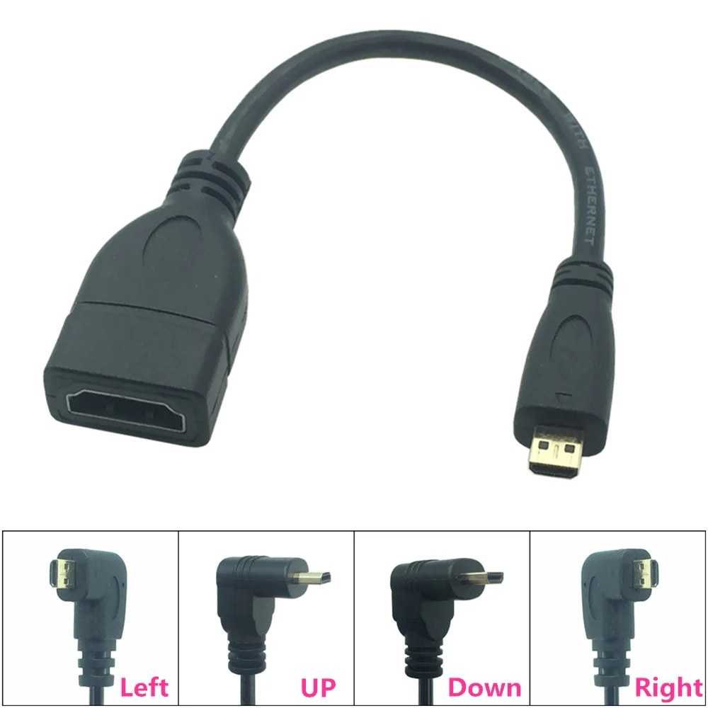 

90 Degree to HDTV Female Micro / Mini HD Right Angle Male to HDMI-compatible for A6000 Camera, IdeaPad 300 Tablet, Lenovo Yoga