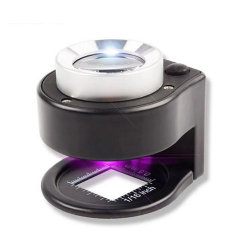 

30X Optical Glass Lens Magnifier with LED Lights UV Lamp Magnifying Lens U4LB