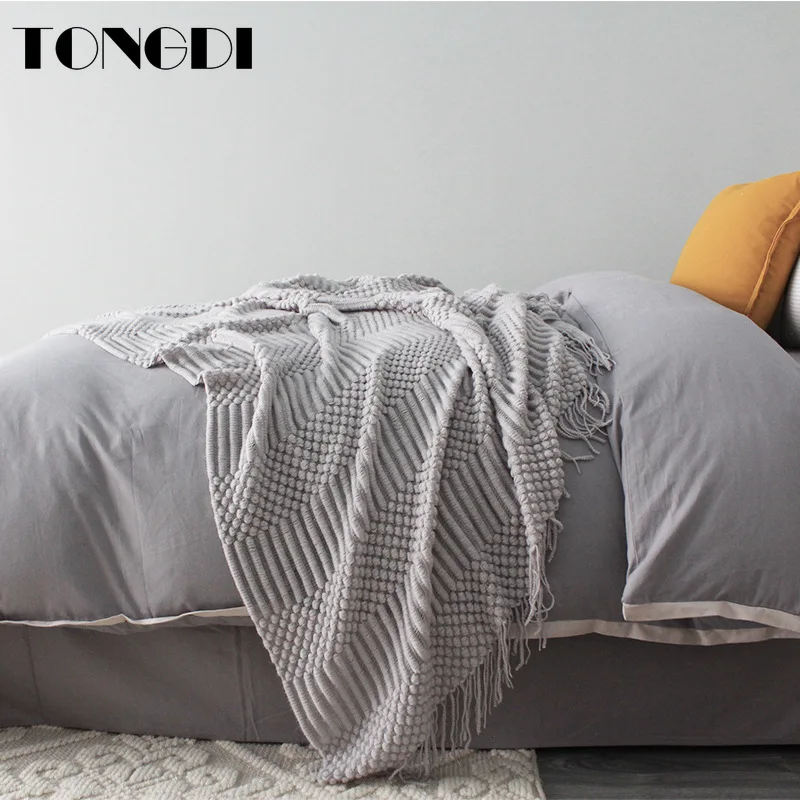 TONGDI мягкое теплое популярное модное кружевное вязаное шерстяное одеяло с