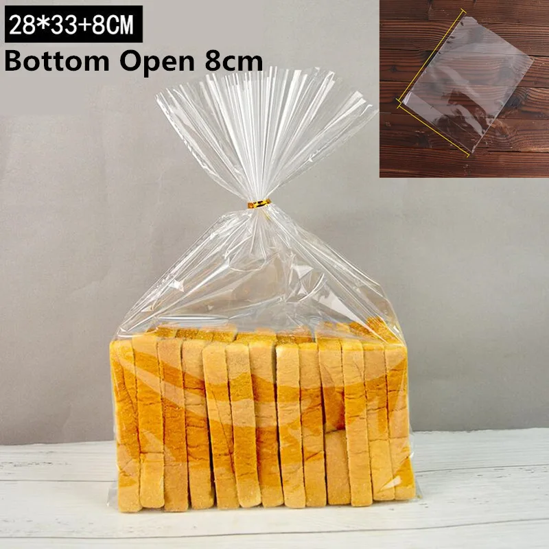 Clear 28x33cm LBSISI Life 100 шт пластиковые пакеты, прозрачный пакет для тостов, хлеба, Мягкая матовая упаковка для еды, для выпечки, для рождественской вечеринки - Цвет: Clear 28x33cm