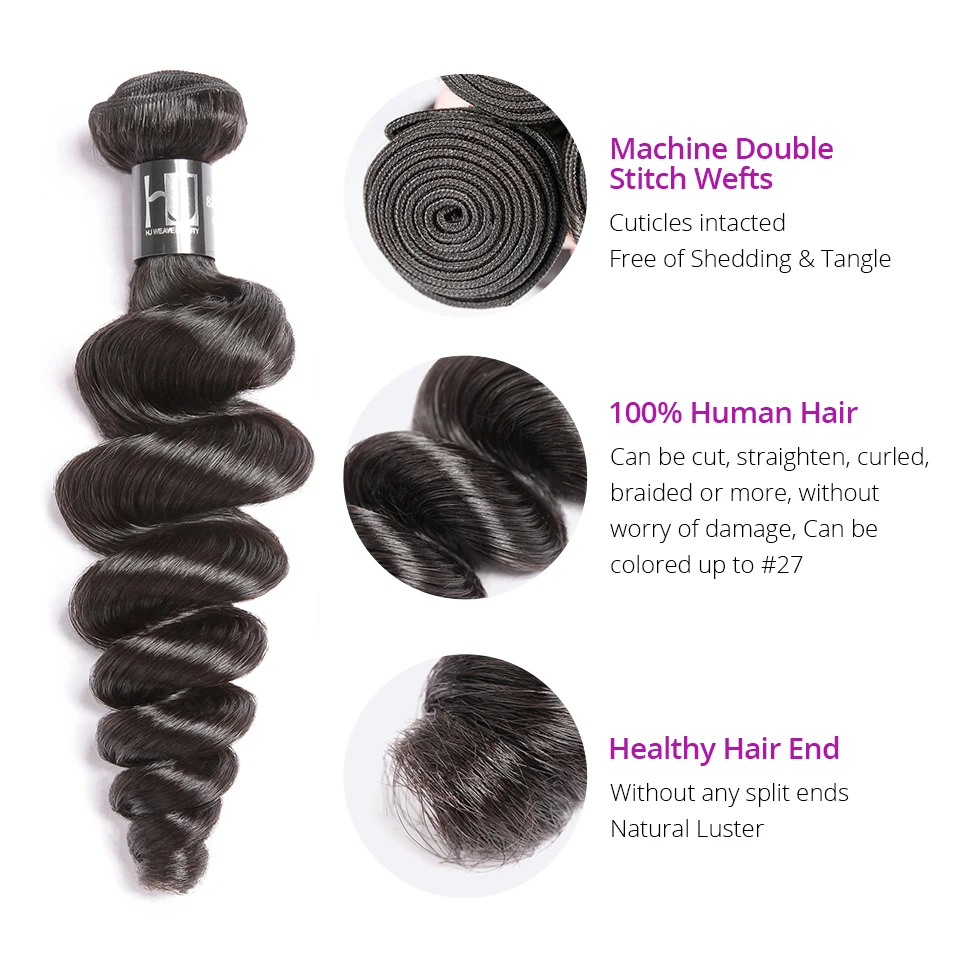 HJ волнистые красивые человеческие волосы 7A пучки с фронтальной малазийской