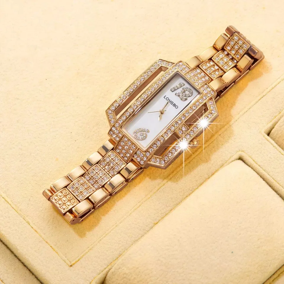 

2021 Top Brand LONGBO Fashion Trend Luxury Diamond Lady Watch Luminous Waterproof Personality Joker quartz Watch