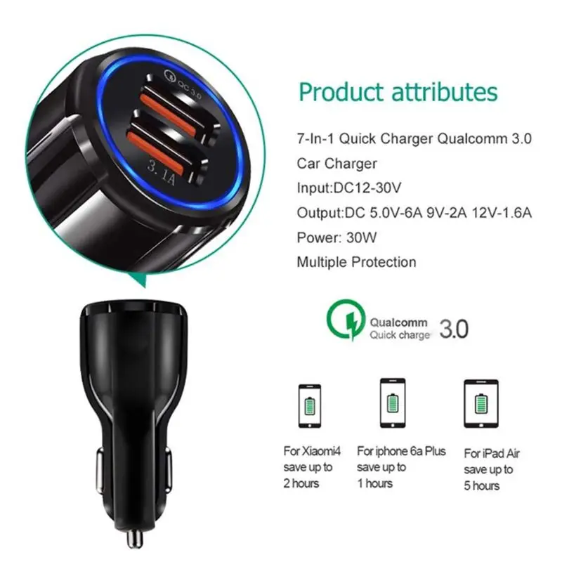 

Quick Charge 3.0 Car Charger Cigarette Lighter Socket Adapter QC 3.0 Dual USB Port Fast Charge Car Accessories For Phone