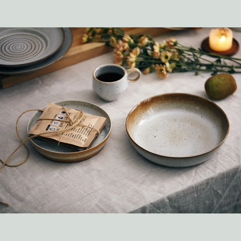 ANTOWALL ручной работы японская посуда Ретро тарелка индивидуальная креативная