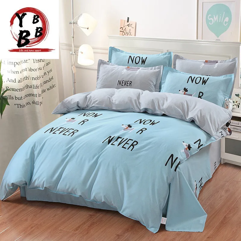 

Simple blue comfortable Bedding set twin full King Queen size Bed set Duvet cover Bedsheet Pillowcases bed sheet quilt cover