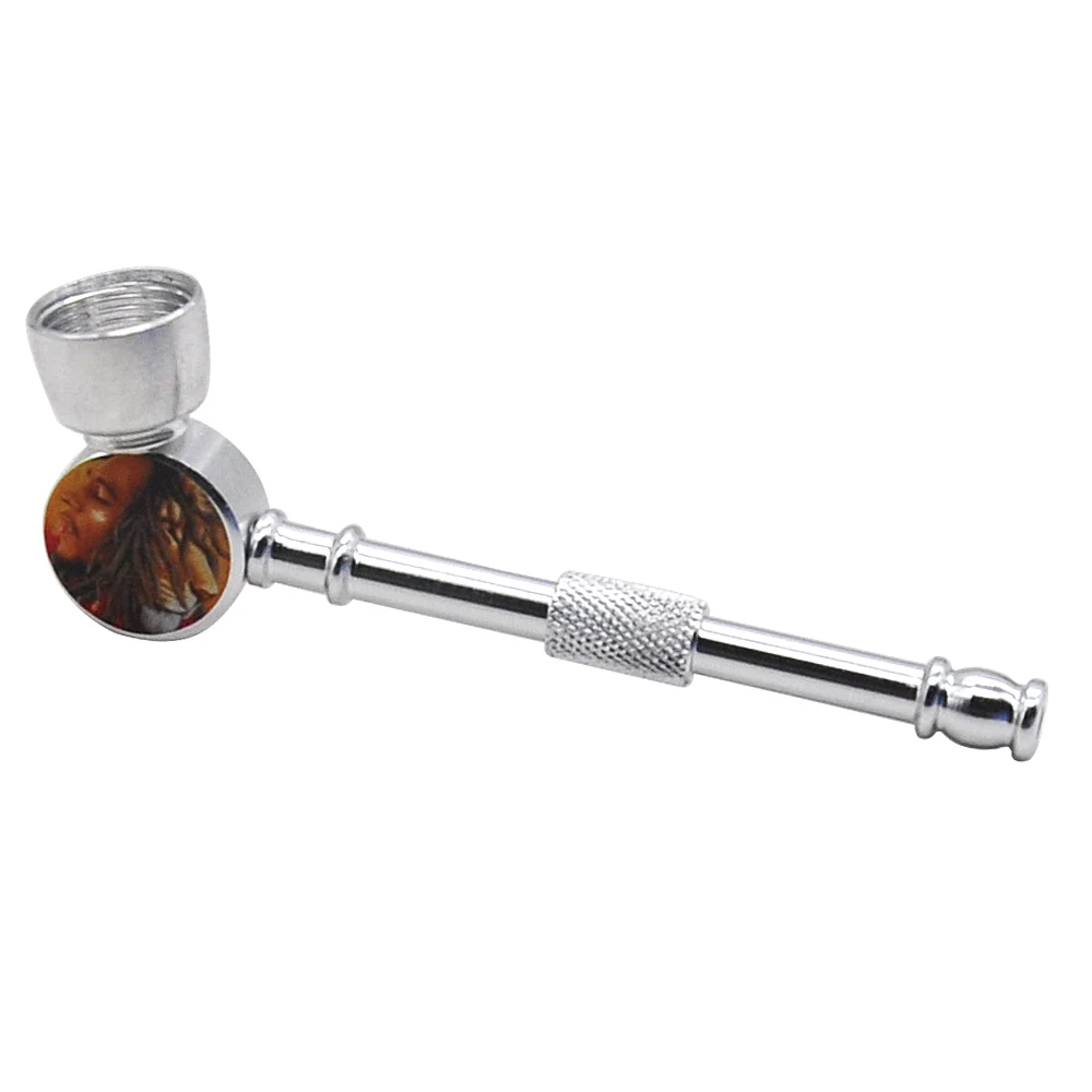 HONEYPUFF Metal Smoking Pipe Jamaica Reggae Metal BOB MARLEY Smoking Pipe Tobacco Pipes - Color: BOB-ShiZi