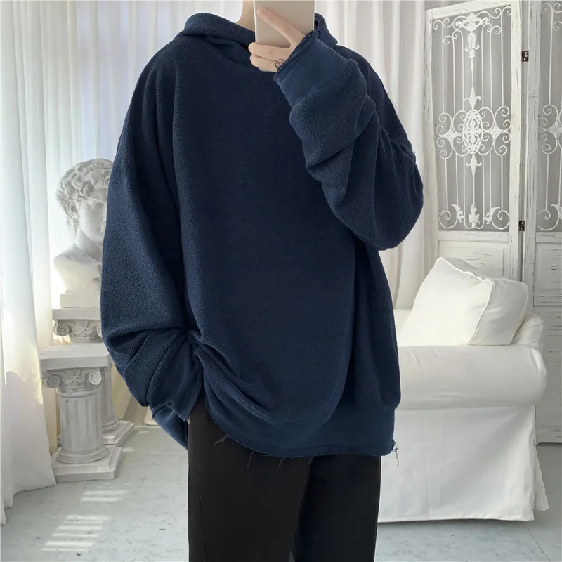 Молодежный популярный Свободный пуловер повседневный однотонный свитшот с