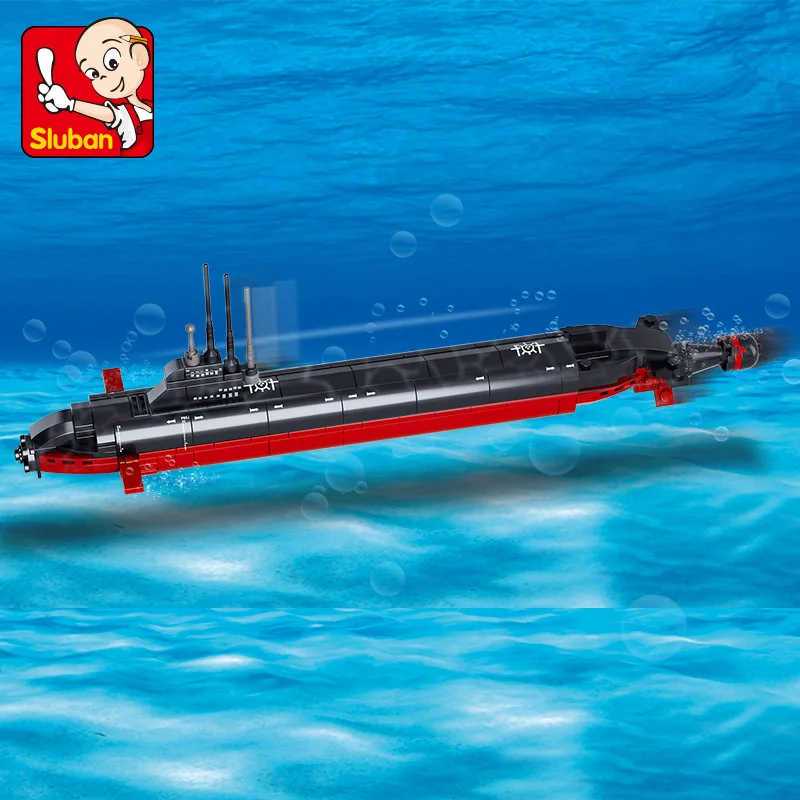 

193Pcs SLuban 0391 Military Nuclear Submarine Aircraft Carrier Submarine Small Particles Assembled Building Blocks Toys Gifts