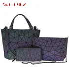 Комплект из 3 предметов, женская сумка на плечо, Роскошная сумочка, дизайнерская складная сумка через плечо, Женский кошелек и кошелек для дам, светящаяся цветная сумка-тоут