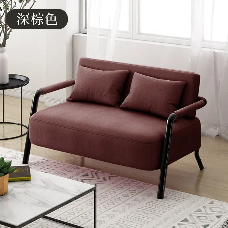 

Nordic Single Double Sofa Living Room Sofa Small Apartment Simple Modern Fabric Sofa Iron Simple Japanese Apartment Fashion Sofa