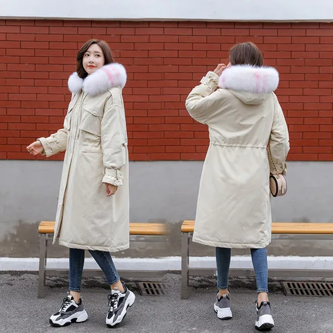 Maomaokong 2022 зимняя новая длинная пуховая куртка для женщин с натуральным мехом воротник Свободная одежда верхняя одежда качественное Женское пальто парка