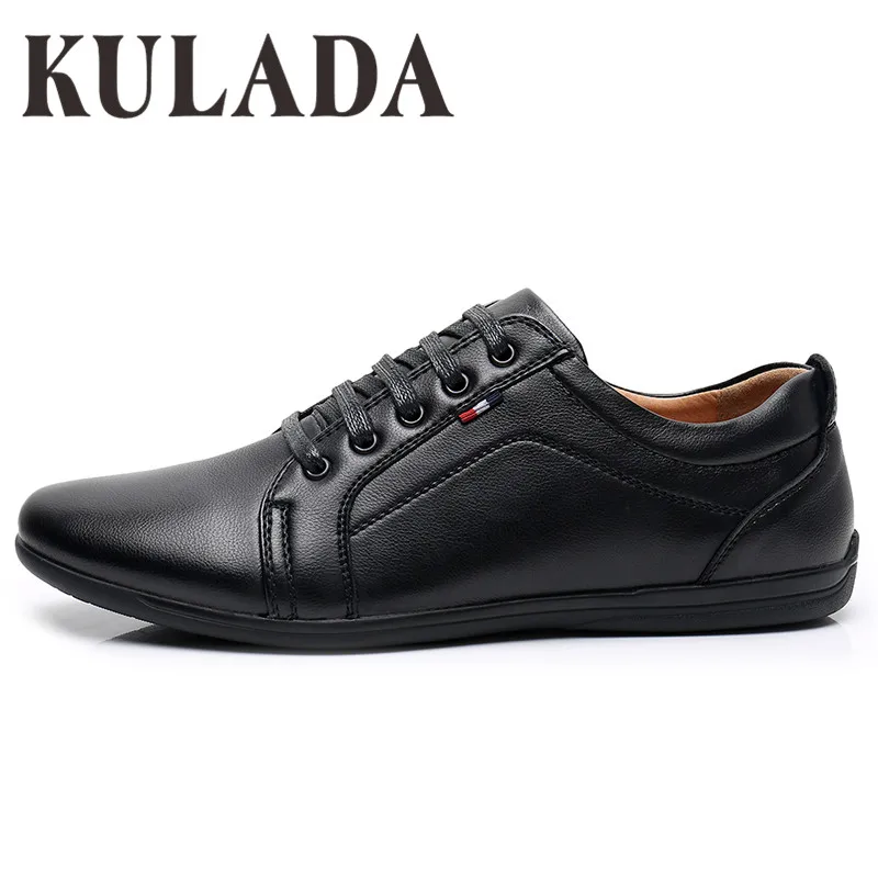Мужские повседневные кожаные туфли KULADA удобные ручной работы на шнуровке 2019 |