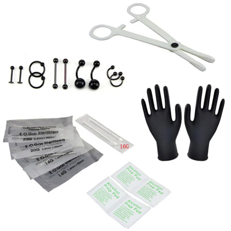 19 шт./компл. женский набор иглы для ушей носа пупка сосков зажим ювелирные изделия