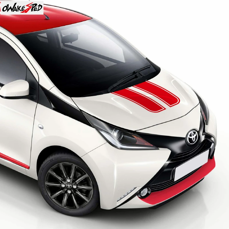 

1set Car Styling Racing Sport Stripes Hood Sticker For-Toyota AYGO Accessories Auto Bonnet Engine Cover Decor Vinyl Decals