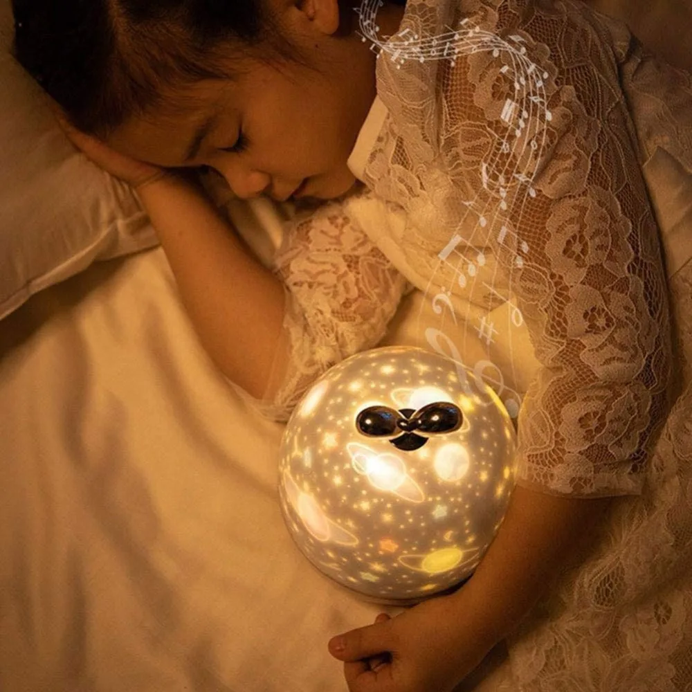 Ночной светильник проектор с музыкой и USB зарядкой вращающаяся проекционная