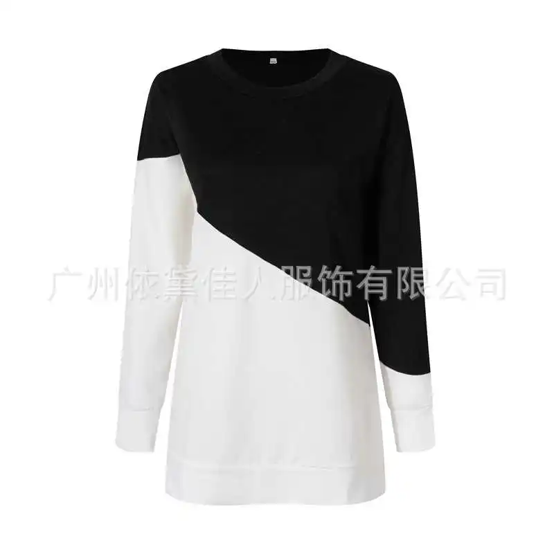 

Patchwork T-shirt Women Long Sleeve Tops Tee 2021 Spring Autumn T Shirt Women Clothes Female O-neck Tee harajuku mujer camisetas