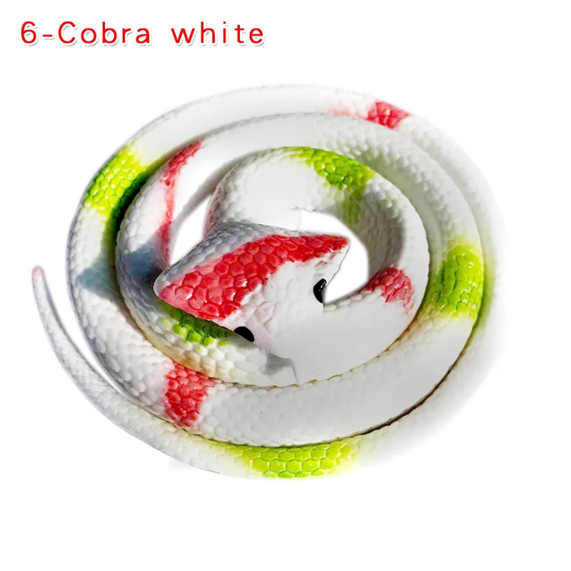6-Cobra white Моделирование мягкая резиновая игрушка "Змея" модель страшная поддельная змея хитрая пародия розыгрыш на Хэллоуин реквизит подарки Декор дети кляп шутки шалость игрушки - Цвет: 6-Cobra white