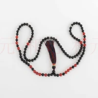 8mm fashion natural 108 knot black agate red crystal silver bracelet calming beaded energy emotional chakra diy seven chakras