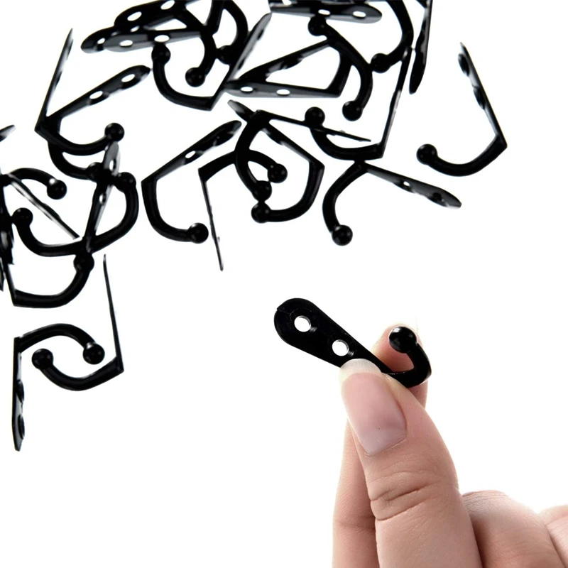 

100 Pieces Of Double-Hole Wall Mounted Single Hook Robe Hook Coat Hook and 210 Pieces Of Screws for Hanging Key Hook