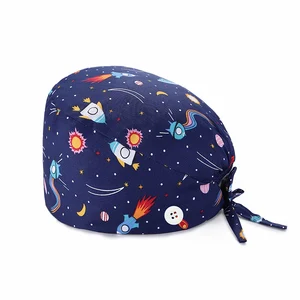 Шапка унисекс с мультяшным принтом, регулируемая шапка с кнопкой для лечения аптеки, ухода за детьми, для лабораторий, кормления, для зоомагазинов, врачей, салонных