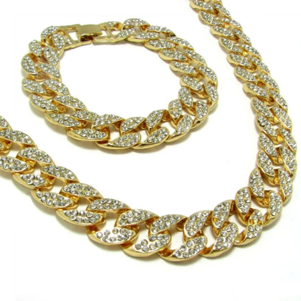 Мужской чокер из кубинской цепи сверкающее ожерелье 15 мм в стиле хип-хоп колье