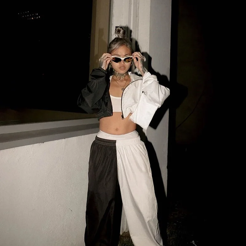 Fitshinling Контрастный ЦВЕТНОЙ Повседневный Спортивный костюм для женщин Athleisure
